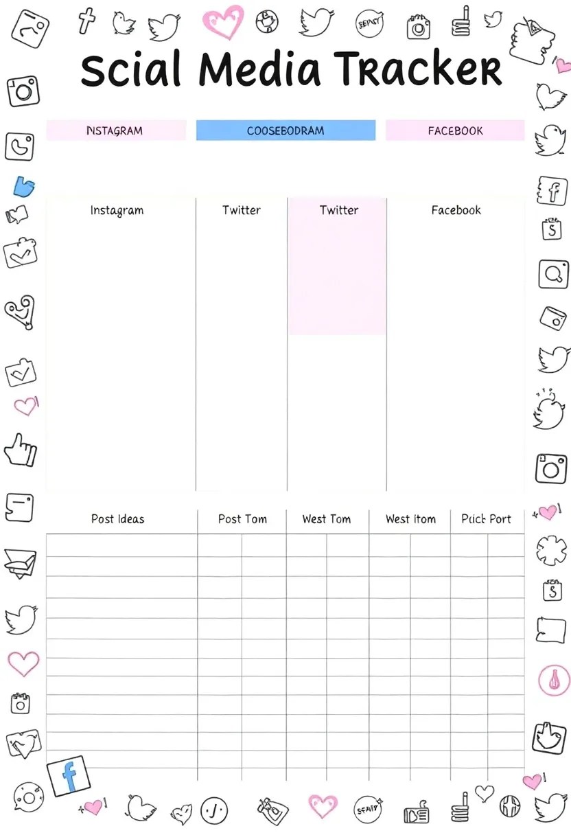 14 Habit Trackers That Will Help You Crush Your Goals (You’ll Want to Copy #10!) - 10. The Social Media Tracker
