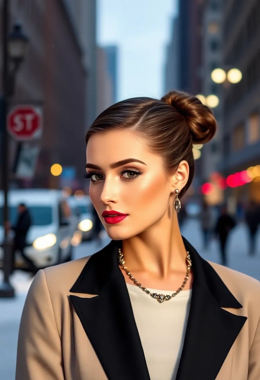 20 Elegant Updo Hairstyles for January Events (You'll Love #3!) - 18. The Sleek Side Bun