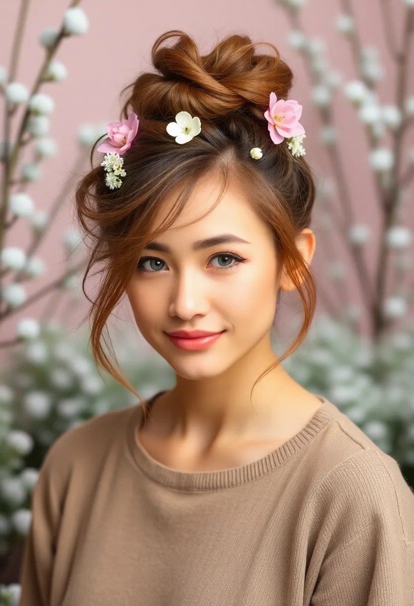 20 Elegant Updo Hairstyles for January Events (You'll Love #3!) - 8. Messy Updo with Accessories