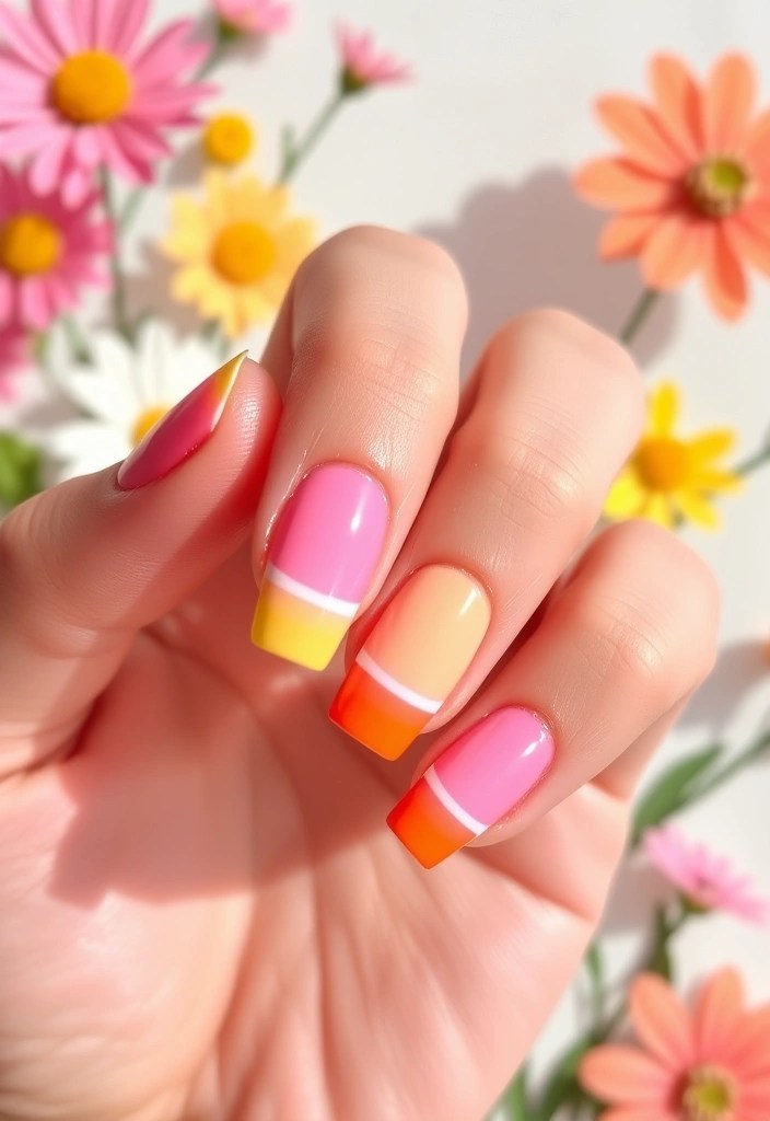 10 Stunning French Tip Nail Designs That Will Elevate Your Manicure Game! - 2. Rainbow Ombre French Tips