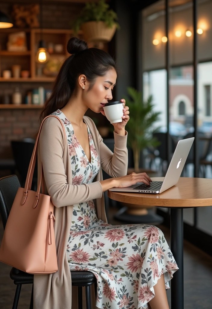 12 Business Casual Outfits Women Swear By (Prepare to Steal #8!) - 2. Chic Midi Dress with a Cardigan