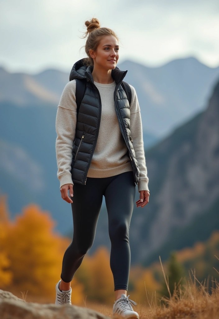 12 Cozy Autumn Sweater Looks That’ll Keep You Warm and Stylish (Don’t Miss #5!) - 12. Layered Sweater Look with a Puffer Vest