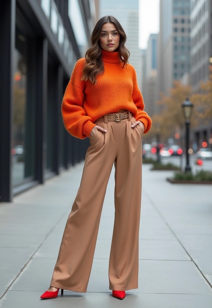 12 Cozy Autumn Sweater Looks That’ll Keep You Warm and Stylish (Don’t Miss #5!) - 9. Mock Neck Sweater with Wide-Leg Pants