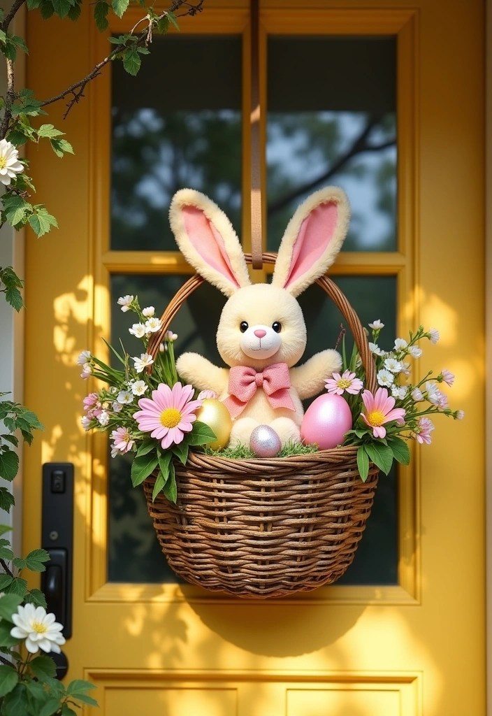 13 Adorable Easter Decorations for Your Front Door That Will Delight Everyone! - 1. Bunny Basket Wreath