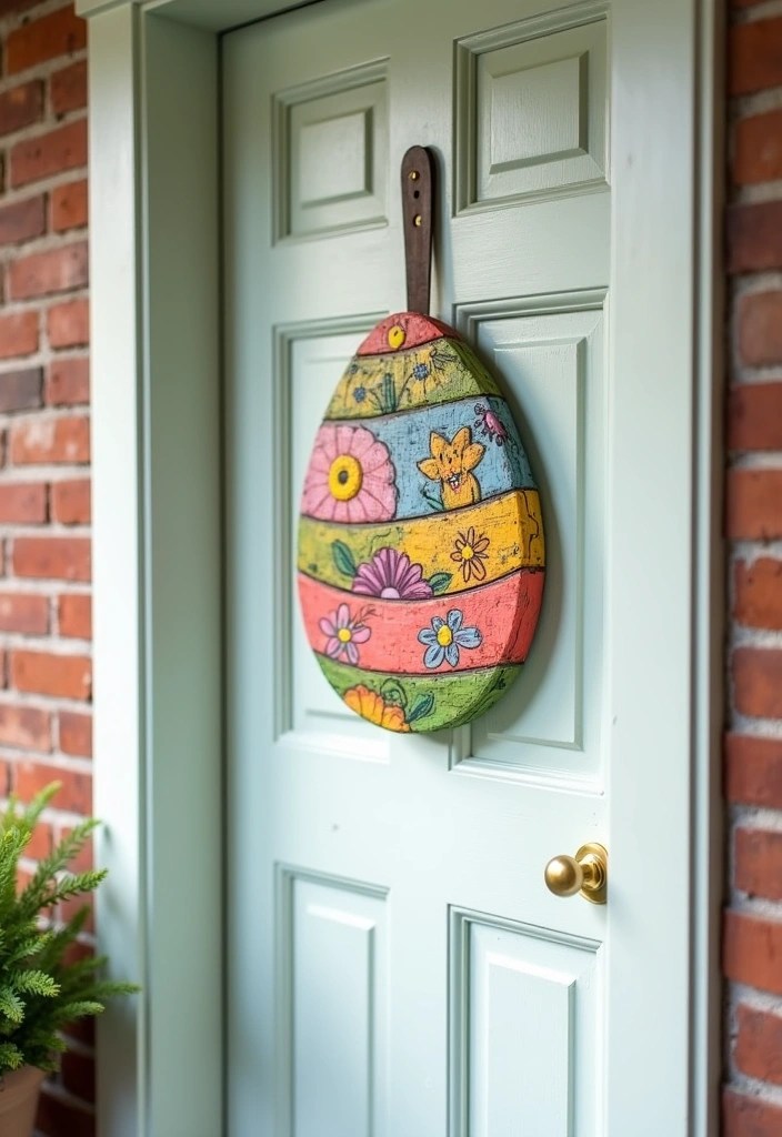 13 Adorable Easter Decorations for Your Front Door That Will Delight Everyone! - 2. Egg-cellent Door Hanger