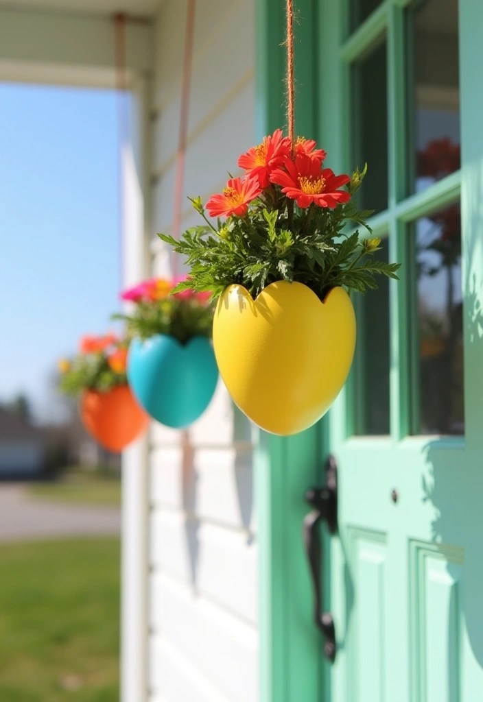13 Adorable Easter Decorations for Your Front Door That Will Delight Everyone! - 5. Hanging Egg Planters