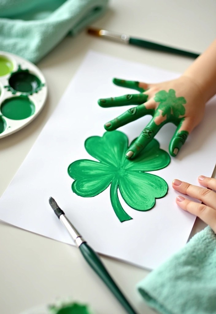 14 Fun St. Patrick's Day Crafts for Kids That Will Keep Them Entertained All Day! - 1. Shamrock Handprints