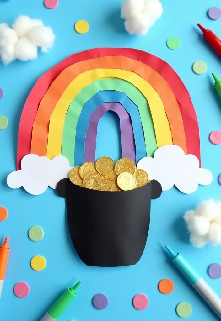 14 Fun St. Patrick's Day Crafts for Kids That Will Keep Them Entertained All Day! - 2. Rainbow and Pot of Gold Craft