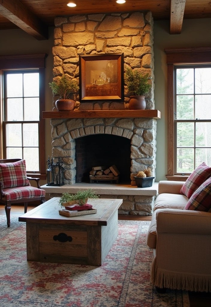 14 Genius Fireplace Layouts That Will Make Your Living Room the Coziest Spot! - 5. Rustic Retreat