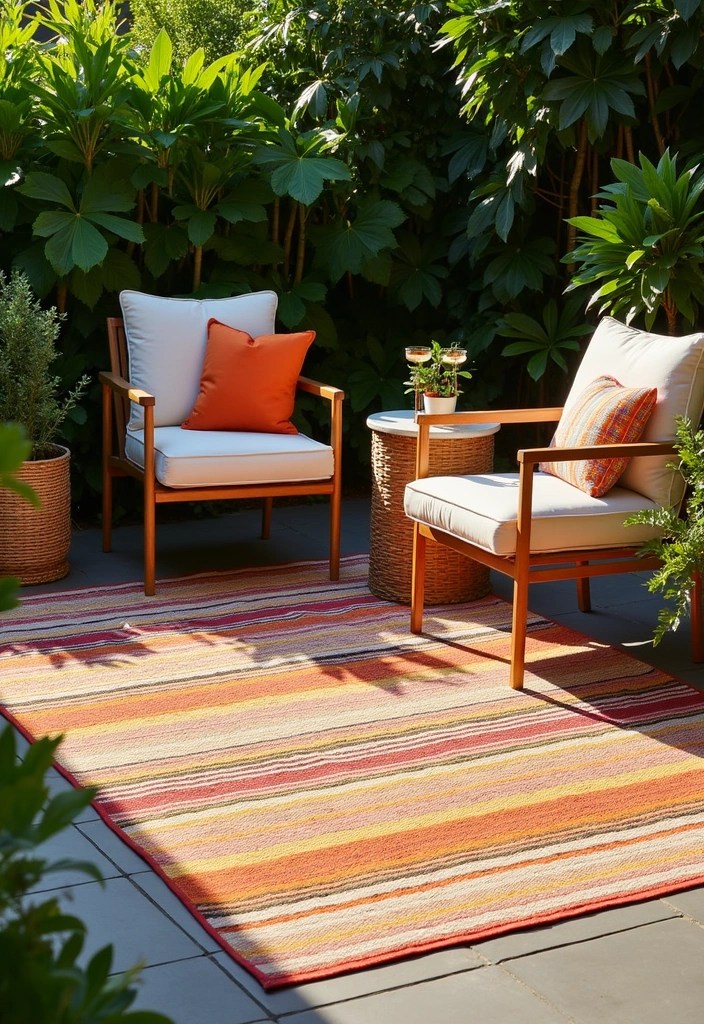 14 Outdoor Living Space Hacks That’ll Make Your Backyard Feel Like a Vacation (Check Out #5!) - 6. Stylish Outdoor Rugs