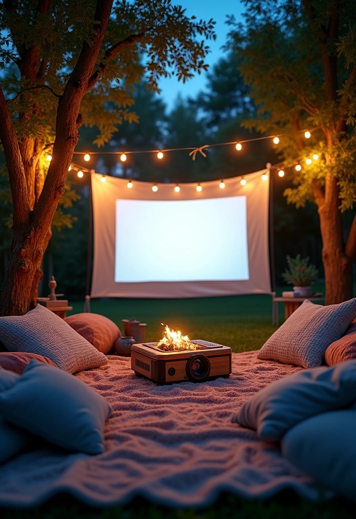 14 Outdoor Living Space Hacks That’ll Make Your Backyard Feel Like a Vacation (Check Out #5!) - 7. DIY Outdoor Movie Night