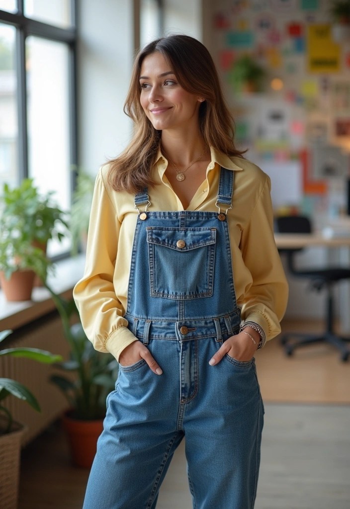 15 Cute Professional Outfits That'll Make You the Best-Dressed in the Office! - 7. Stylish Overalls with a Blouse