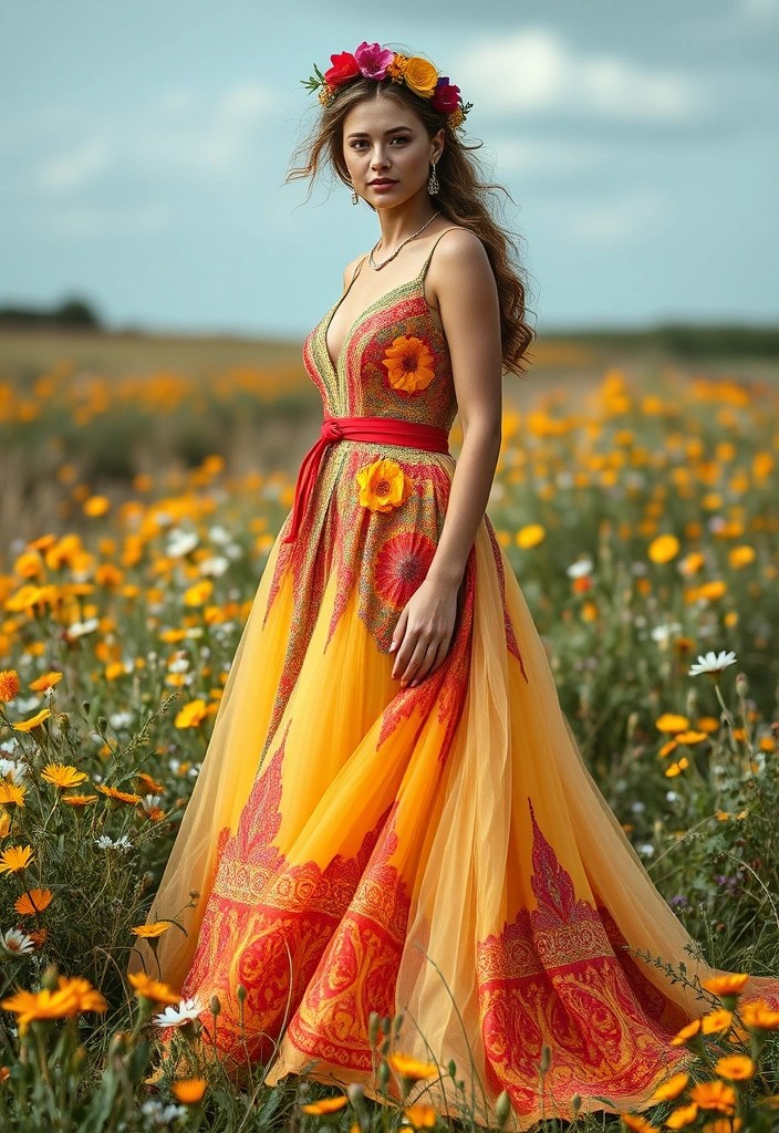 15 Gorgeous Boho Wedding Dresses That Will Make You Want to Say 'I Do' Today! - 11. The Colorful Statement