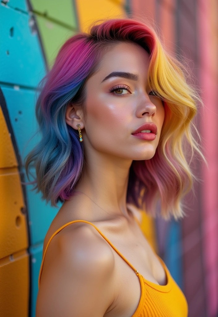 15 Trendy Medium Hair Cuts That Will Instantly Upgrade Your Look (You Won't Believe #7!) - 14. Vibrant Colored Medium Hair