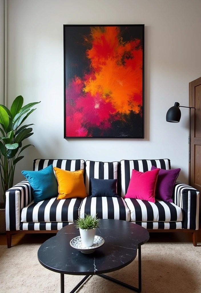 16 Vibrant Spring Color Palettes That Will Revitalize Your Home Decor! - 13. Bold Black and White with a Pop