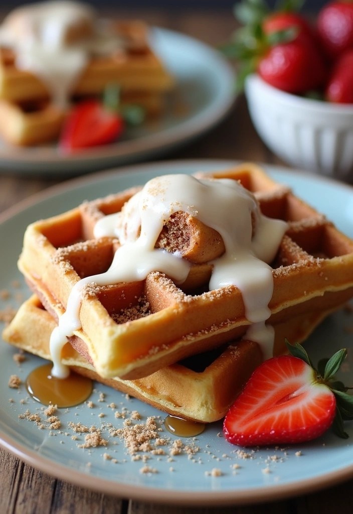18 Creative Breakfast in Bed Ideas That Will Wow Your Loved Ones! 🎉 - 14. Cinnamon Roll Waffles