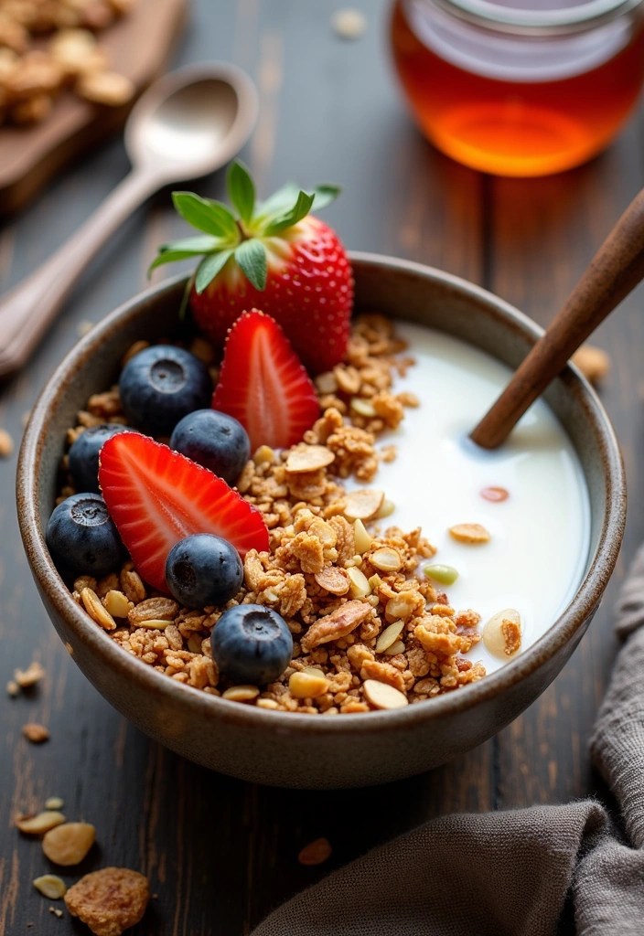 18 Creative Breakfast in Bed Ideas That Will Wow Your Loved Ones! 🎉 - 18. Homemade Granola with Milk