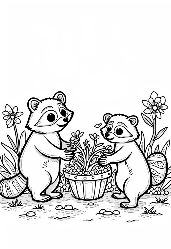18 Cute Spring Animal Coloring Pages That Will Make You Smile (Don't Miss #7!) - 11. Curious Raccoons