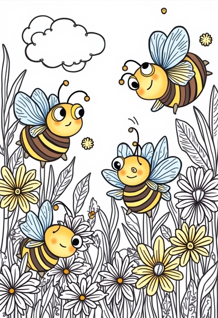 18 Cute Spring Animal Coloring Pages That Will Make You Smile (Don't Miss #7!) - 15. Busy Bees