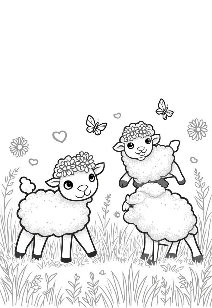 18 Cute Spring Animal Coloring Pages That Will Make You Smile (Don't Miss #7!) - 2. Playful Lambs