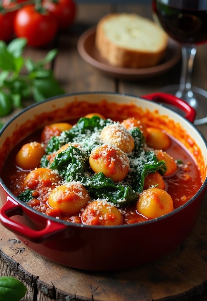 18 One-Pot Dinner Recipes That Will Change Your Life (Goodbye, Dishes!) - 13. One-Pot Gnocchi with Spinach and Tomatoes