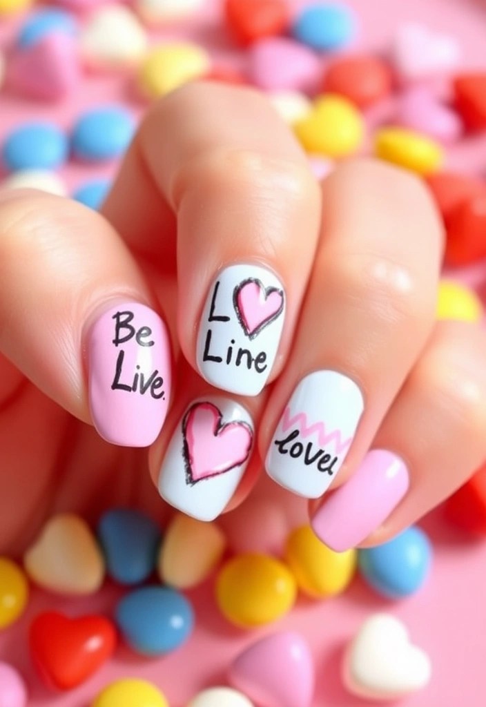 20 Stunning Valentine's Day Nails That’ll Make You Fall in Love (You Won't Believe #10!) - 6. Candy Hearts