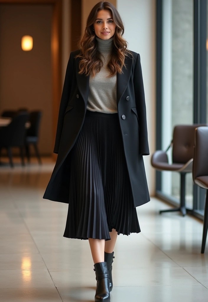 21 Professional Winter Work Outfits That'll Make You the Office Style Star! - 16. Pleated Skirts