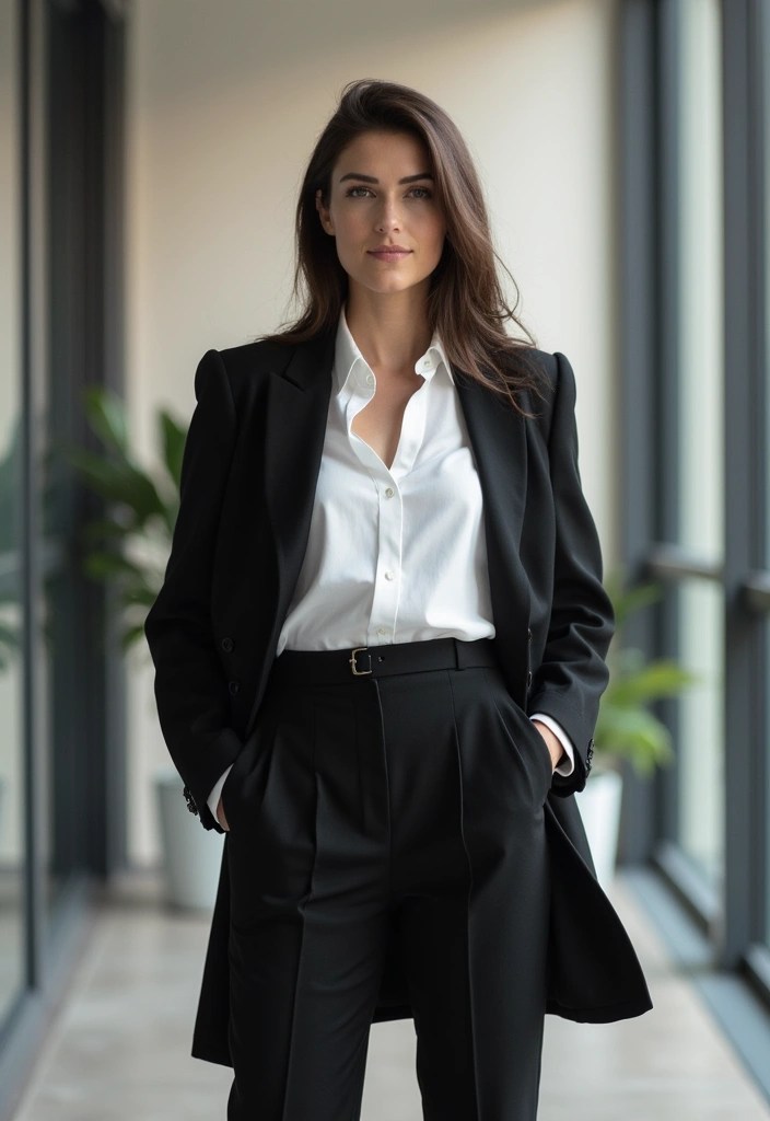 21 Professional Winter Work Outfits That'll Make You the Office Style Star! - 21. Timeless Black and White