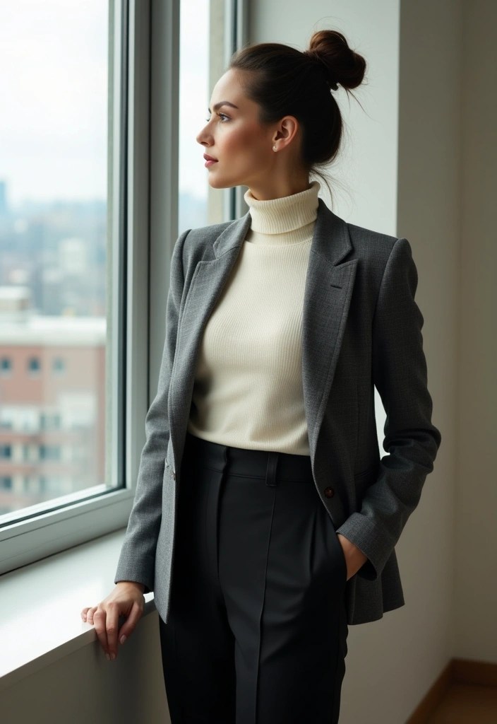 21 Professional Winter Work Outfits That'll Make You the Office Style Star! - 3. Layered Turtleneck