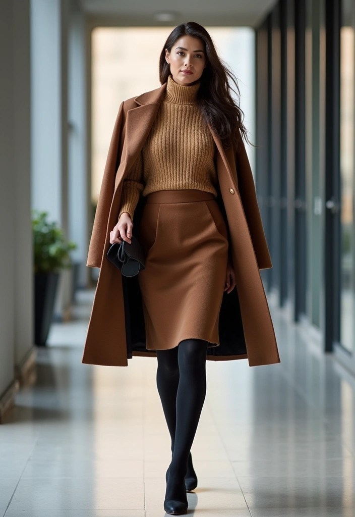 21 Professional Winter Work Outfits That'll Make You the Office Style Star! - 8. Pencil Skirt and Tights