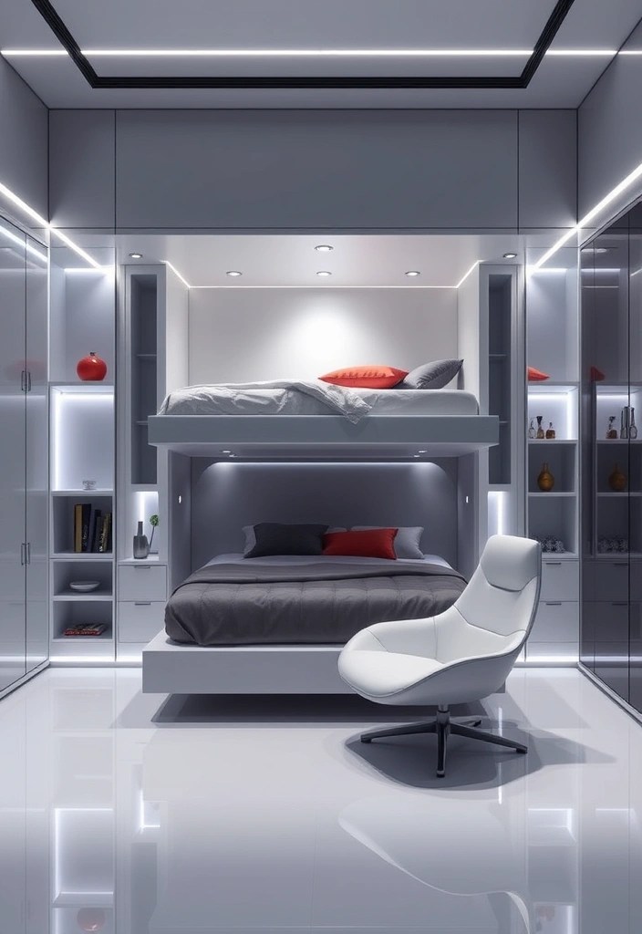 21 Stunning Modern Bedroom Designs That Will Transform Your Space (You Won't Believe #15!) - 12. Futuristic Minimalism
