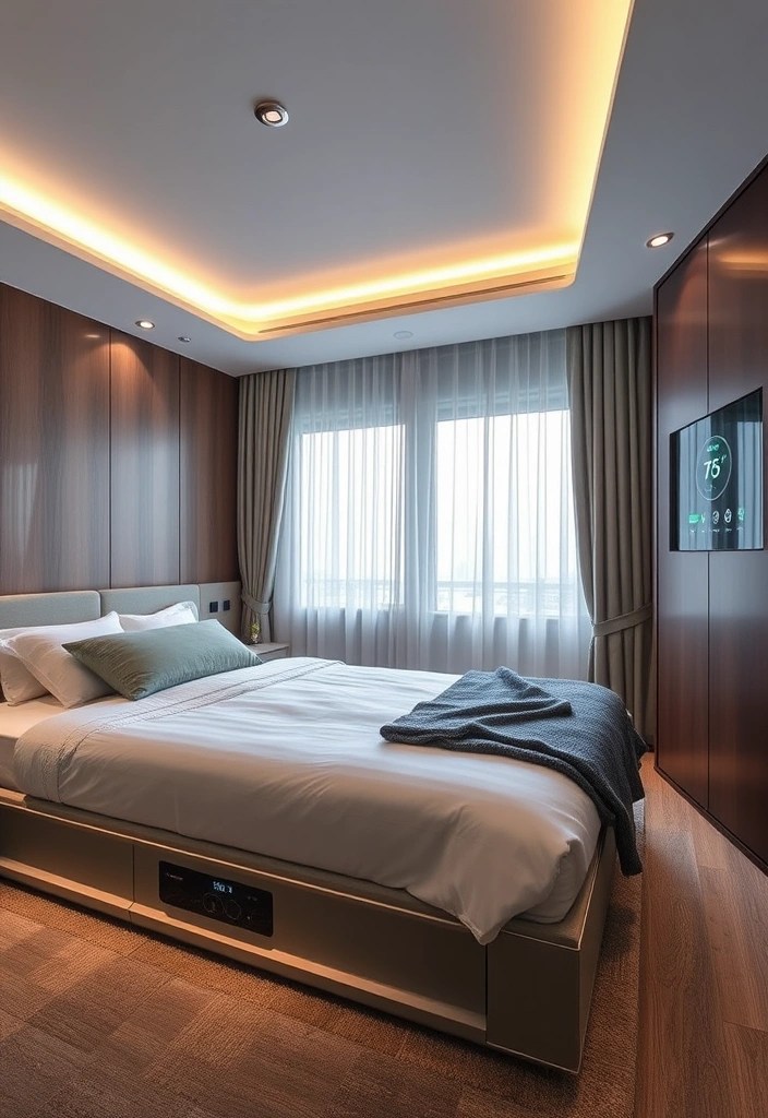 21 Stunning Modern Bedroom Designs That Will Transform Your Space (You Won't Believe #15!) - 8. Smart Tech Integration