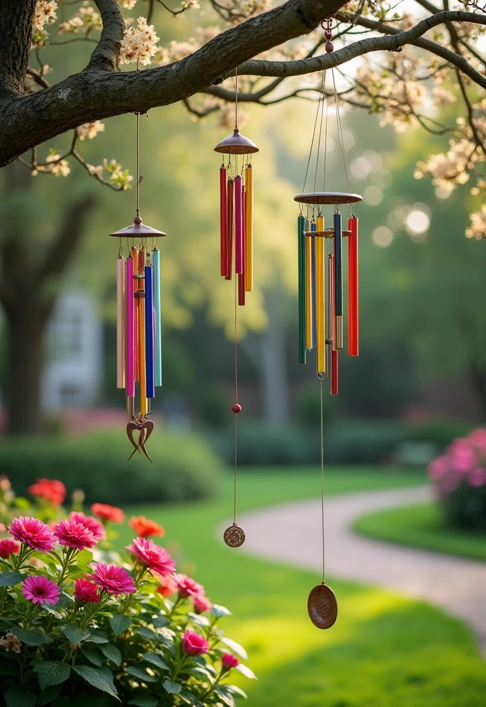 22 Charming DIY Garden Decor Projects That'll Make Your Outdoors Shine! - 11. Colorful Wind Chimes