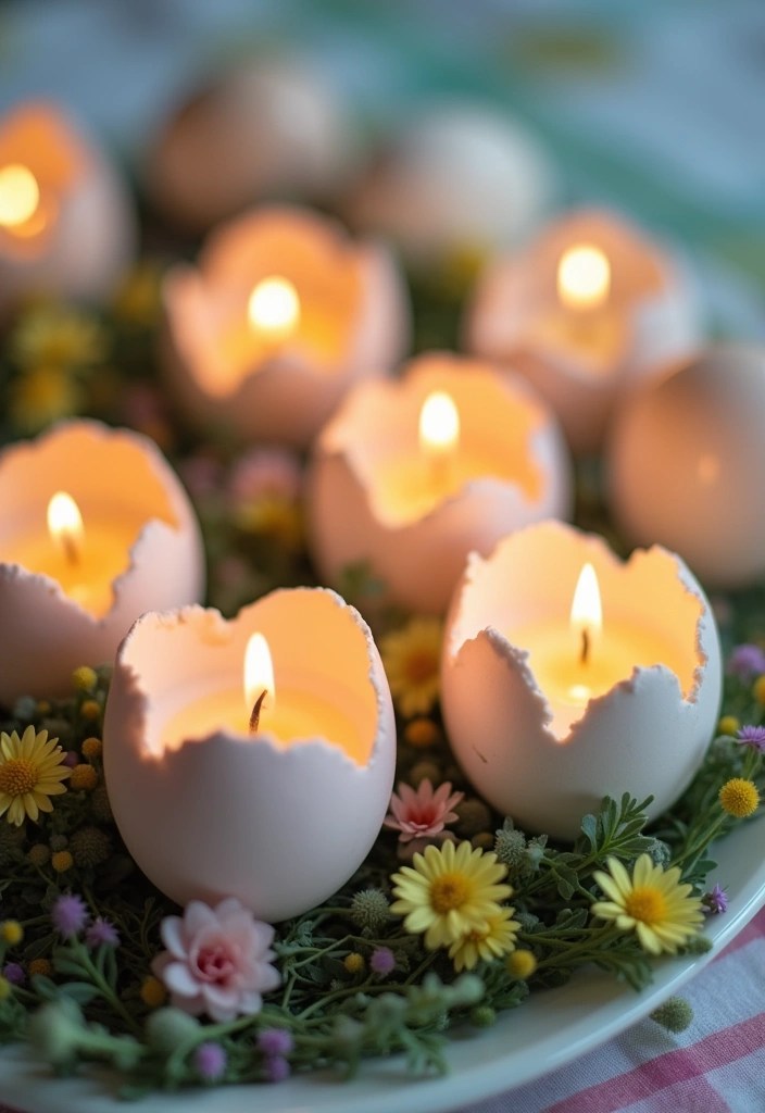 22 Creative Easter Egg Decor Ideas That Will Blow Your Mind (You’ll Want to Try #11!) - 17. Eggshell Candles
