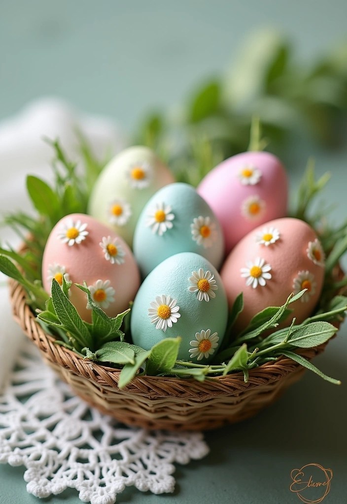 22 Creative Easter Egg Decor Ideas That Will Blow Your Mind (You’ll Want to Try #11!) - 3. Floral Embellished Eggs