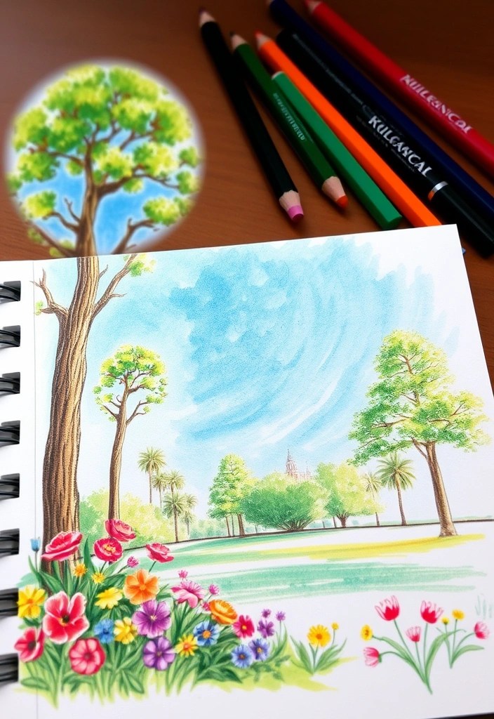 25 Mind-Blowing Drawing Ideas for Beginners That'll Ignite Your Creativity! - 1. Nature's Palette