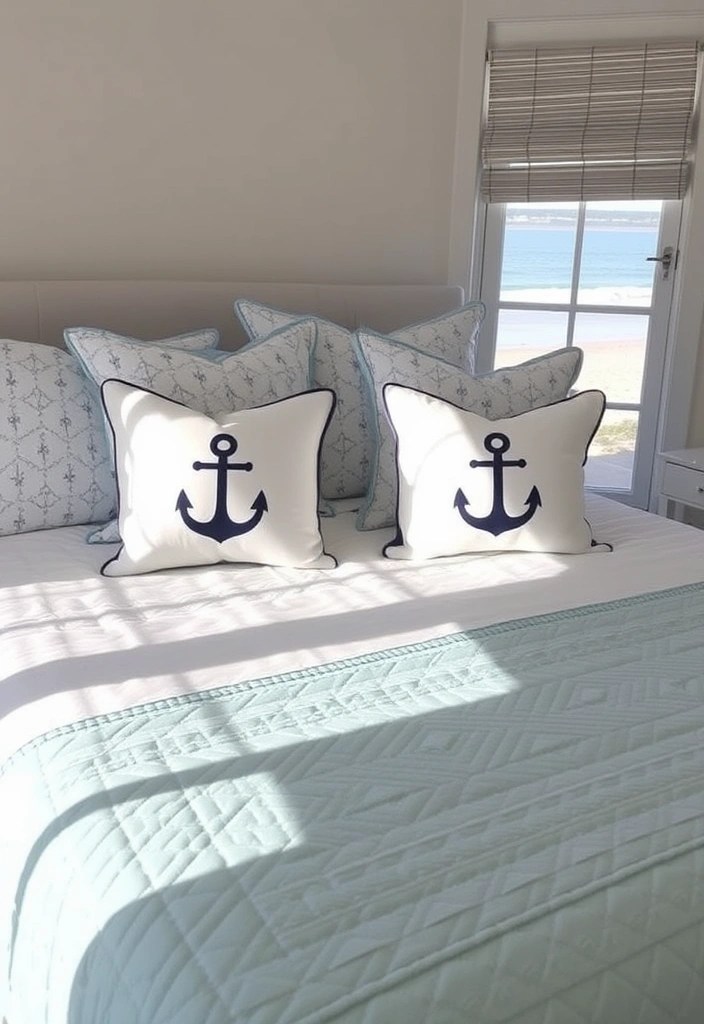 25 Stunning Beach Decor Ideas That’ll Transform Your Home into a Coastal Paradise! - 5. Marine-Inspired Textiles