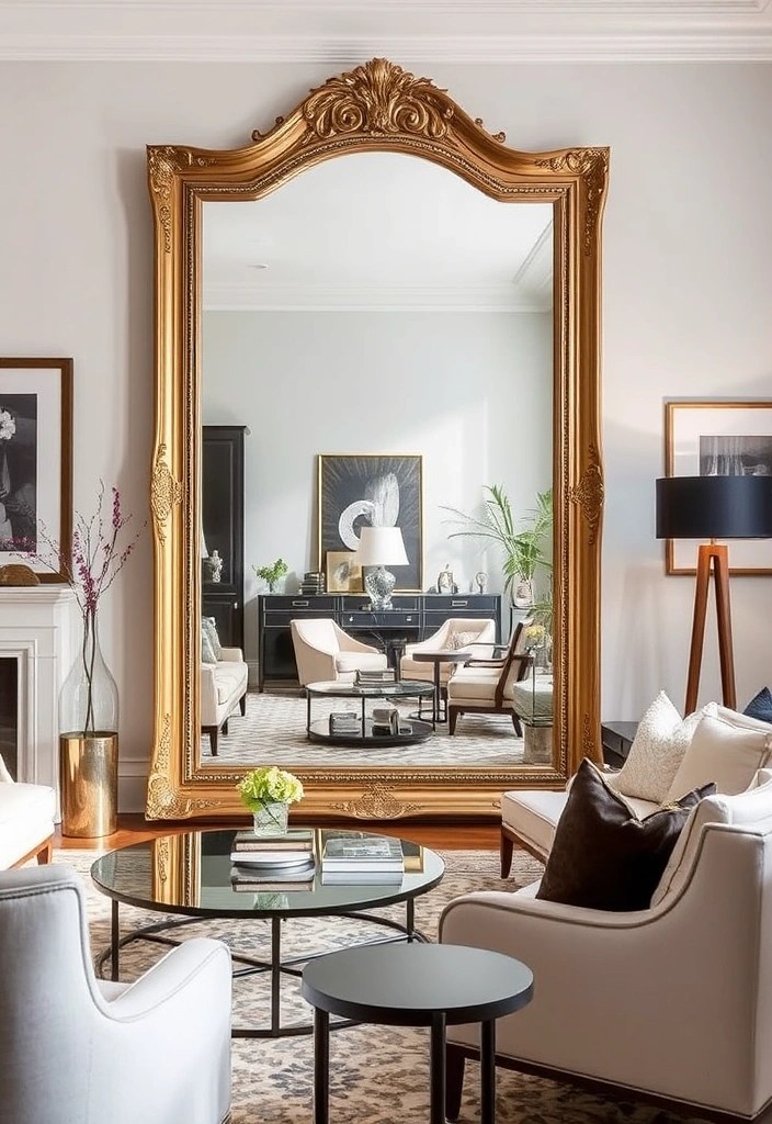 25 Stunning DIY Living Room Aesthetic Ideas That Will Make You Wish You Started Sooner! - 15. Utilize Mirrors for Depth