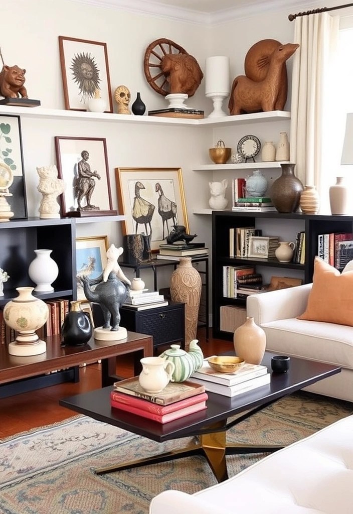 25 Stunning DIY Living Room Aesthetic Ideas That Will Make You Wish You Started Sooner! - 21. Accessorize with Unique Decorative Items