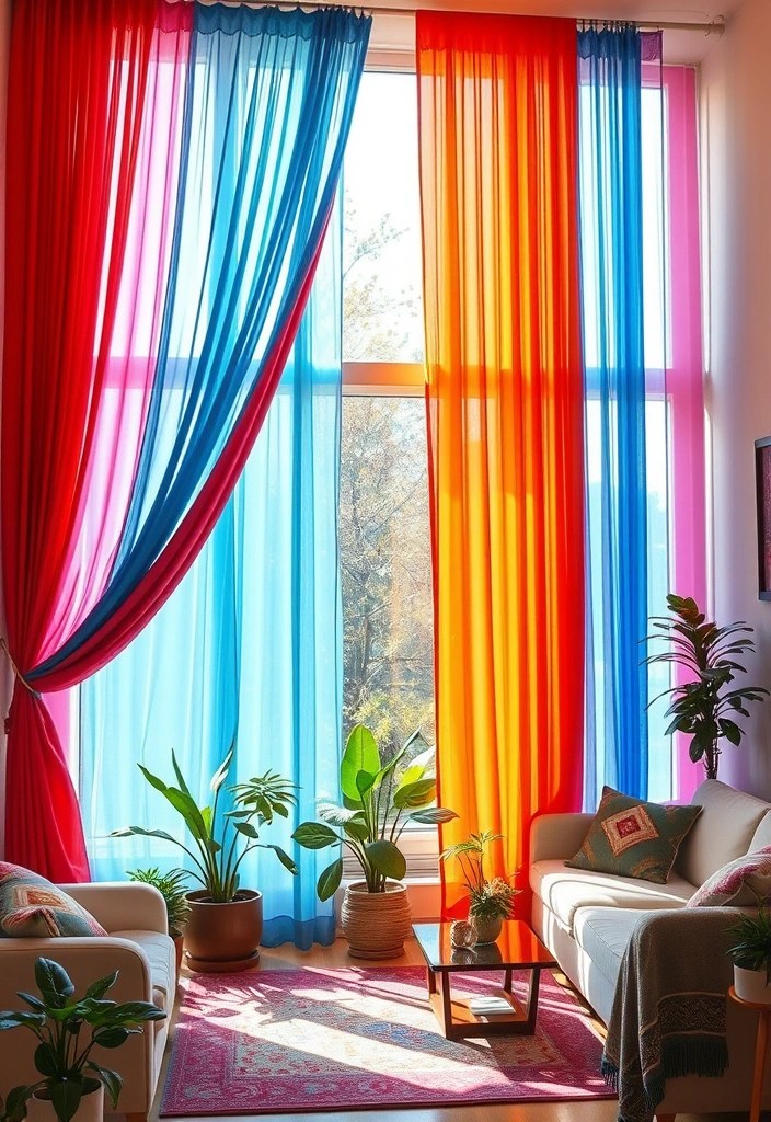 25 Stunning DIY Living Room Aesthetic Ideas That Will Make You Wish You Started Sooner! - 9. Use Colorful Curtains