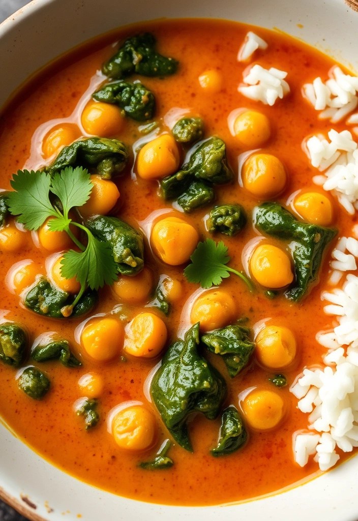 9 Flavorful Vegetarian Date Night Recipes That Even Meat Lovers Will Adore! - 8. Coconut Curry with Spinach and Chickpeas