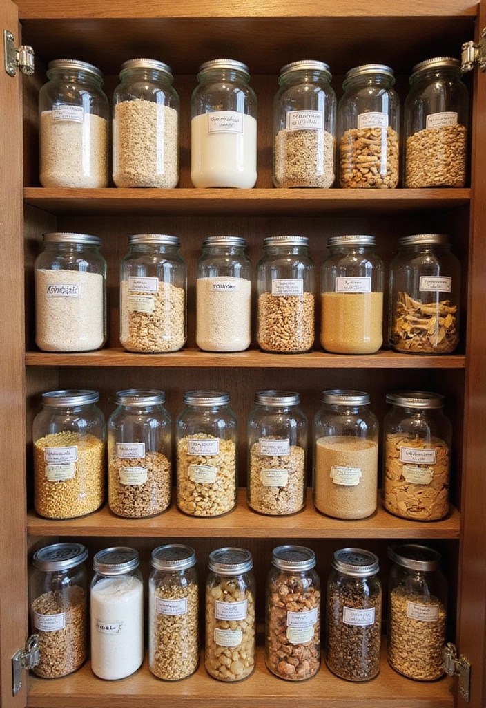 13 Modern Kitchen Organization Hacks That'll Transform Your Space Instantly! - 4. Glass Jars for Pantry Storage