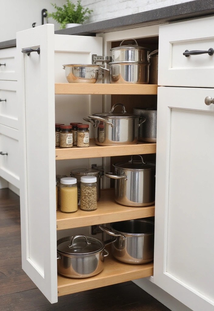 13 Modern Kitchen Organization Hacks That'll Transform Your Space Instantly! - 5. Pull-Out Shelves and Cabinets