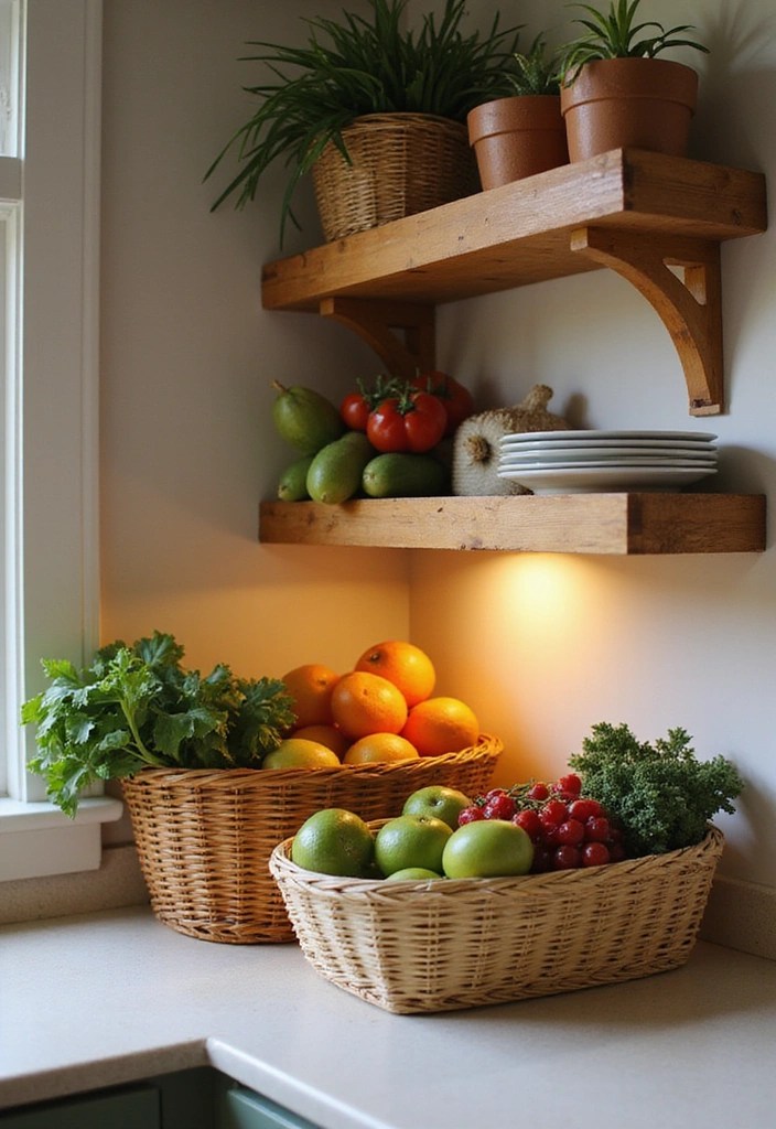 13 Modern Kitchen Organization Hacks That'll Transform Your Space Instantly! - 6. Stylish Baskets for Open Storage