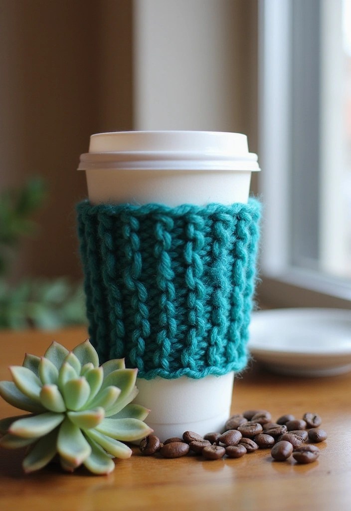 15 Beginner Knitting Projects You Can Finish in a Weekend (You Won't Believe #7!) - 4. Knit Coffee Cozy