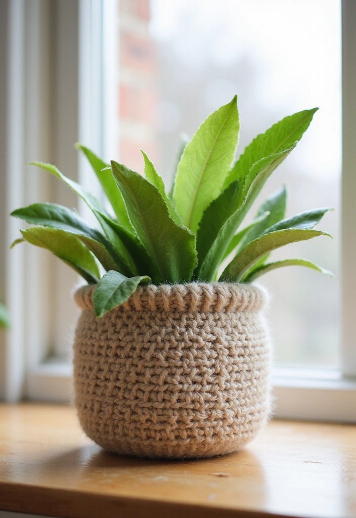15 Beginner Knitting Projects You Can Finish in a Weekend (You Won't Believe #7!) - 6. Knitted Plant Pot Cover