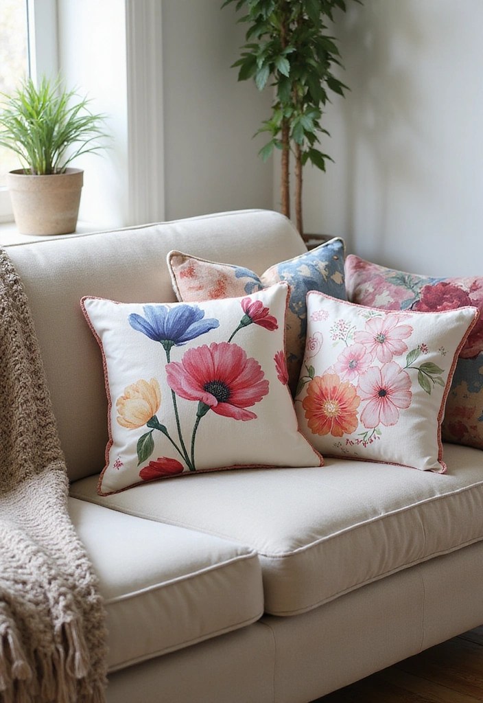 15 Colorful Throw Pillows That Will Instantly Brighten Your Living Space! - 3. Floral Patterns for a Touch of Nature