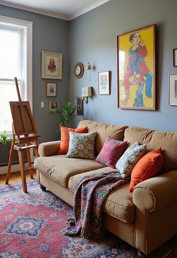 15 Cozy Living Room Aesthetics That'll Make You Never Want to Leave! (You Won't Believe #7!) - 14. Artsy Retreat