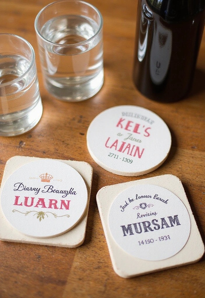 15 Creative DIY Wedding Favors That Your Guests Will Adore (You Won't Believe #8!) - 7. Personalized Coasters