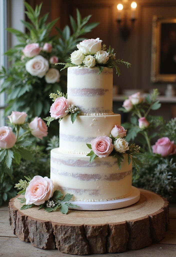 15 Stunning Bohemian Wedding Decor Ideas to Make Your Big Day Unforgettable! - 15. Nature-Inspired Cake Displays